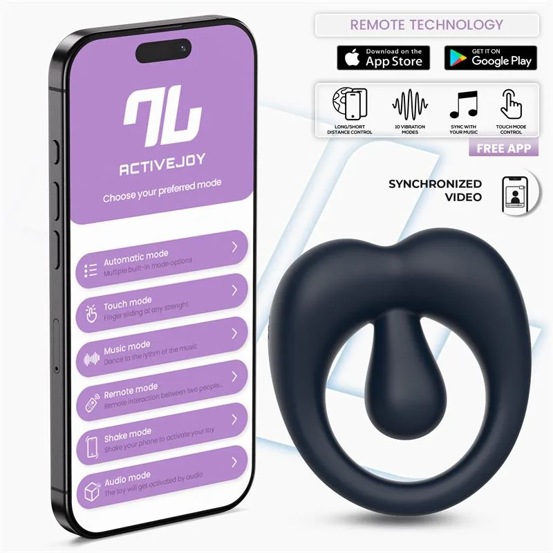 Anel Peniano Vibrador Kenny com Estimulador de Clítoris e App Intoyou Azul-Noite