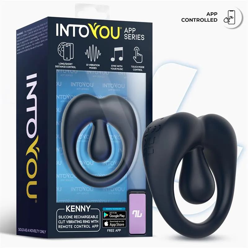 Anel Peniano Vibrador Kenny com Estimulador de Clítoris e App Intoyou Azul-Noite — vista 11 de 15