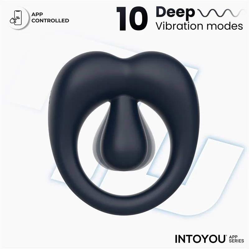 Anel Peniano Vibrador Kenny com Estimulador de Clítoris e App Intoyou Azul-Noite — vista 2 de 15