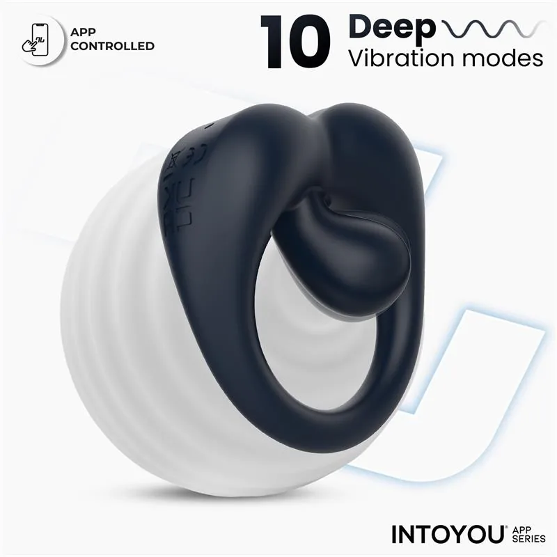 Anel Peniano Vibrador Kenny com Estimulador de Clítoris e App Intoyou Azul-Noite — vista 4 de 15