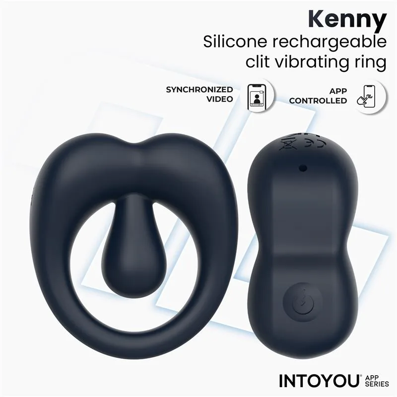 Anel Peniano Vibrador Kenny com Estimulador de Clítoris e App Intoyou Azul-Noite — vista 5 de 15