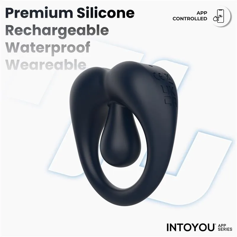 Anel Peniano Vibrador Kenny com Estimulador de Clítoris e App Intoyou Azul-Noite — vista 6 de 15
