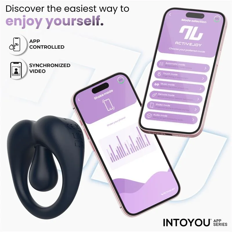 Anel Peniano Vibrador Kenny com Estimulador de Clítoris e App Intoyou Azul-Noite — vista 7 de 15