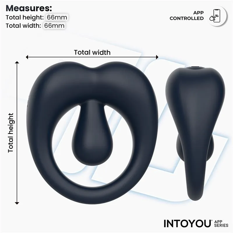 Anel Peniano Vibrador Kenny com Estimulador de Clítoris e App Intoyou Azul-Noite — vista 9 de 15