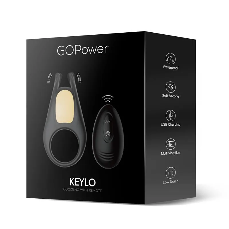 Anel Peniano Vibrador Keylo com Comando e Luzes LED Go Power — vista 7 de 8