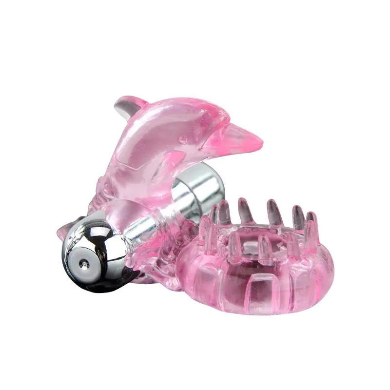 Anel Peniano Vibrador Love Dolphin com Estimulador de Clítoris Baile Rosa