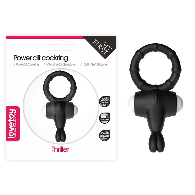 Anel Peniano Vibrador Power Clit com Estimulador de Clítoris Lovetoy Preto — vista 6 de 6