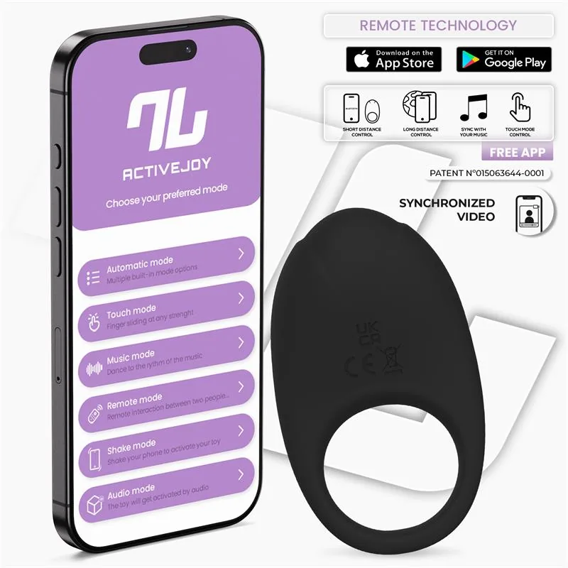 Anel Peniano Vibrador Ringo com App Unibody Intoyou Preto