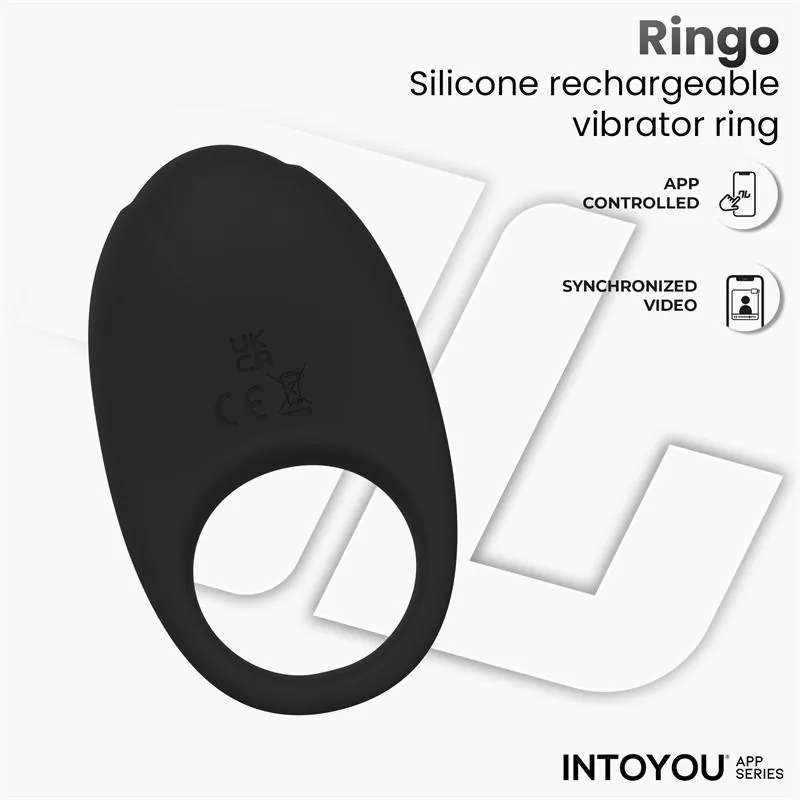 Anel Peniano Vibrador Ringo com App Unibody Intoyou Preto — vista 3 de 15