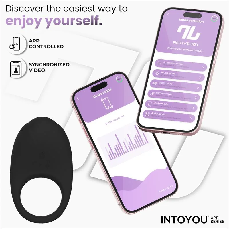 Anel Peniano Vibrador Ringo com App Unibody Intoyou Preto — vista 9 de 15