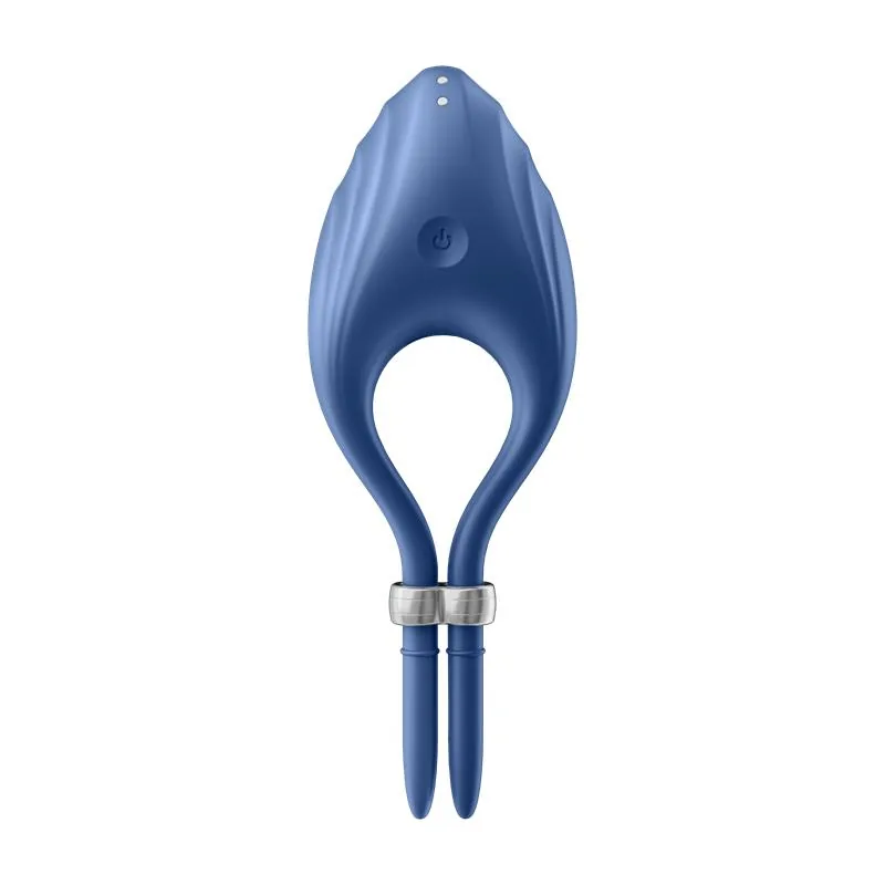 Anel Peniano Vibratório Duelist Ajustável Silicone Satisfyer Azul — vista 5 de 7