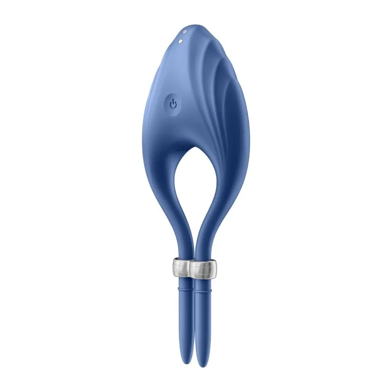 Anel Peniano Vibratório Duelist Ajustável Silicone Satisfyer Azul — vista 6 de 7