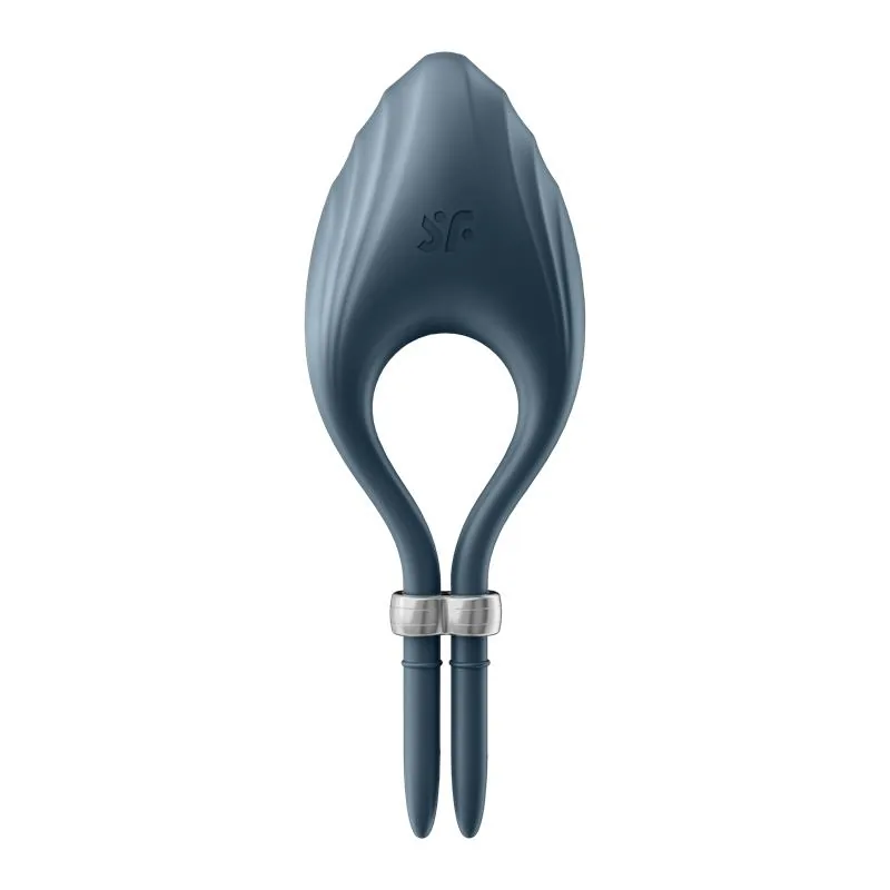 Anel Peniano Vibratório Duelist Ajustável Silicone Satisfyer Azul-Escuro — vista 4 de 7