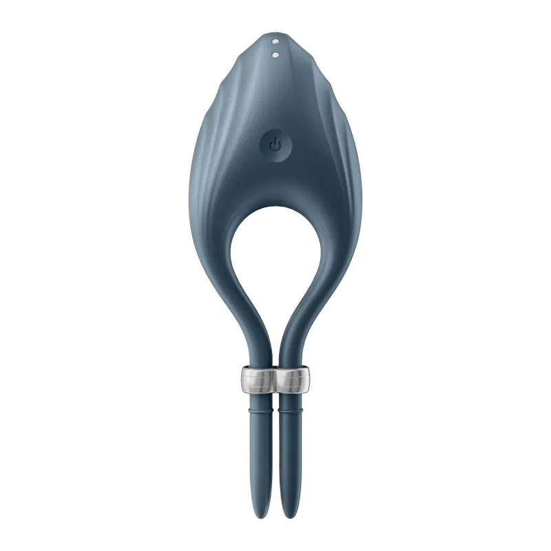 Anel Peniano Vibratório Duelist Ajustável Silicone Satisfyer Azul-Escuro — vista 5 de 7