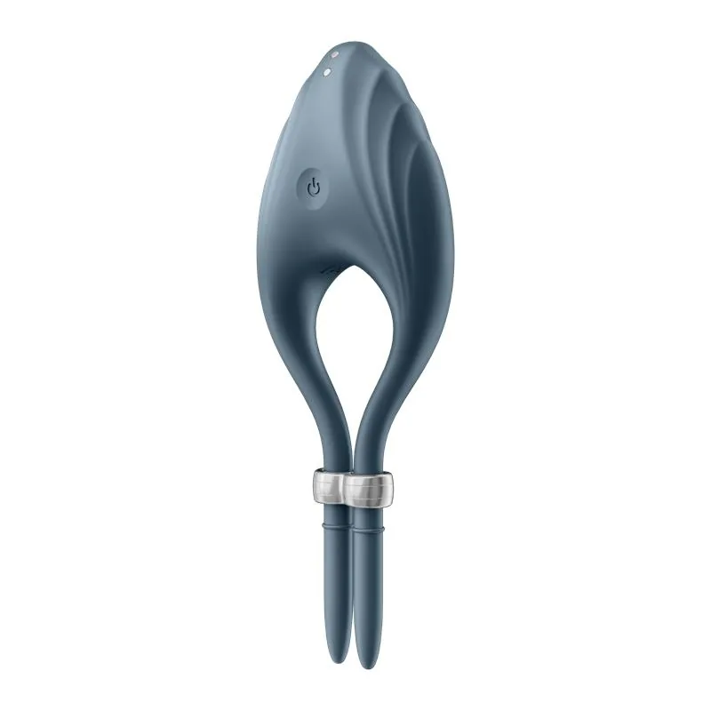 Anel Peniano Vibratório Duelist Ajustável Silicone Satisfyer Azul-Escuro — vista 6 de 7