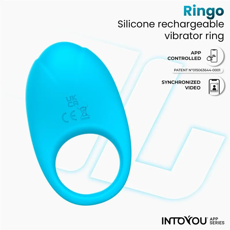 Anel Peniano Vibratório Ringo com Aplicação InToYou Azul — vista 3 de 9