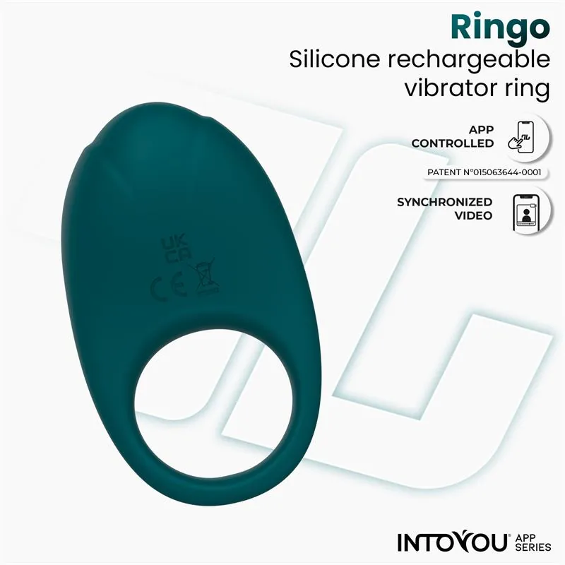Anel Peniano Vibratório Ringo com Aplicação InToYou Verde — vista 3 de 9