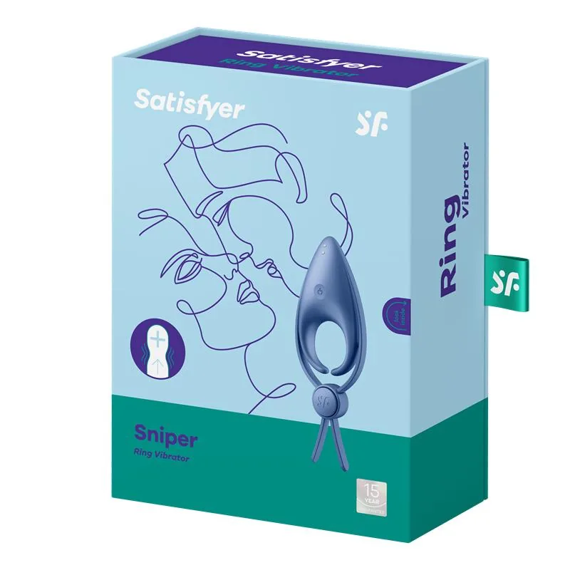 Anel Peniano Vibratório Sniper Ajustável Satisfyer Azul — vista 7 de 7