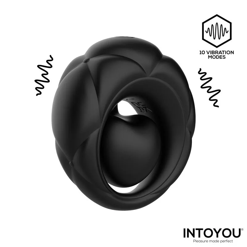 Anel Peniano Vibratório Torus com Bola Clitoriana e Comando à Distância Preto — vista 4 de 9