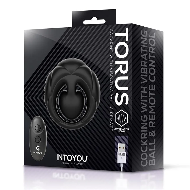 Anel Peniano Vibratório Torus com Bola Clitoriana e Comando à Distância Preto — vista 9 de 9