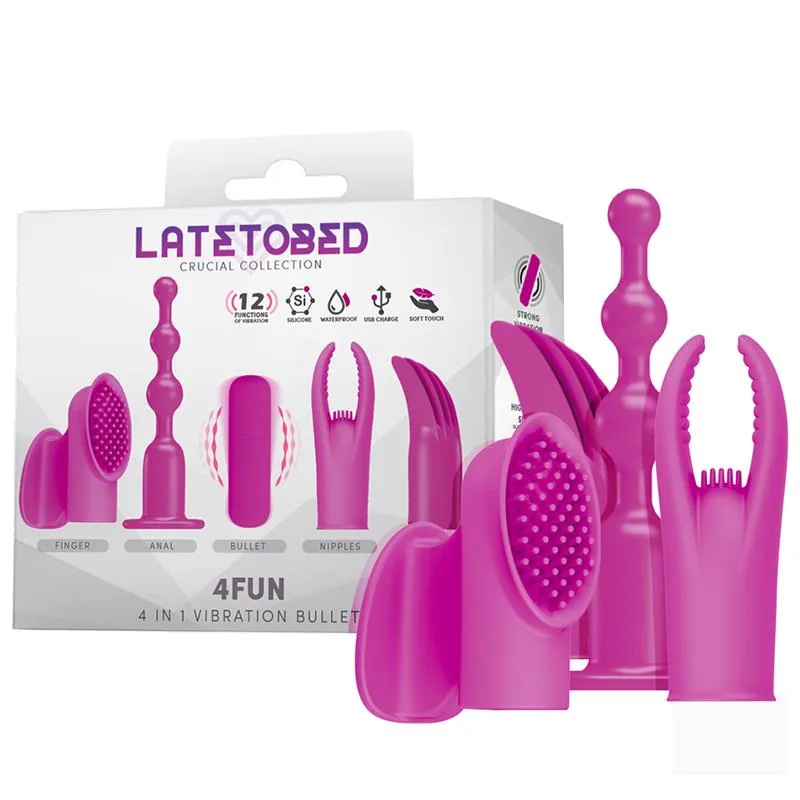 Bala Vibratória 4Fun com 4 Capas em Silicone e Recarga USB LateToBed