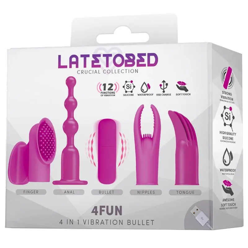 Bala Vibratória 4Fun com 4 Capas em Silicone e Recarga USB LateToBed — vista 2 de 8