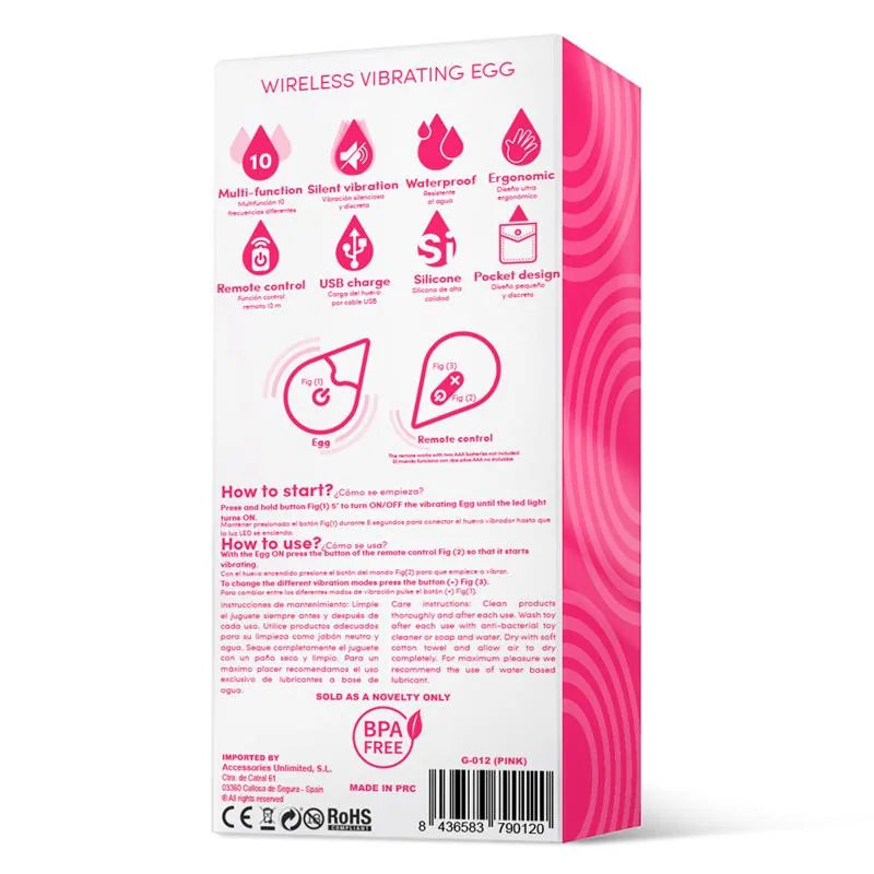 Bala Vibratória com Comando à Distância em Silicone Rosa Drops — vista 6 de 6