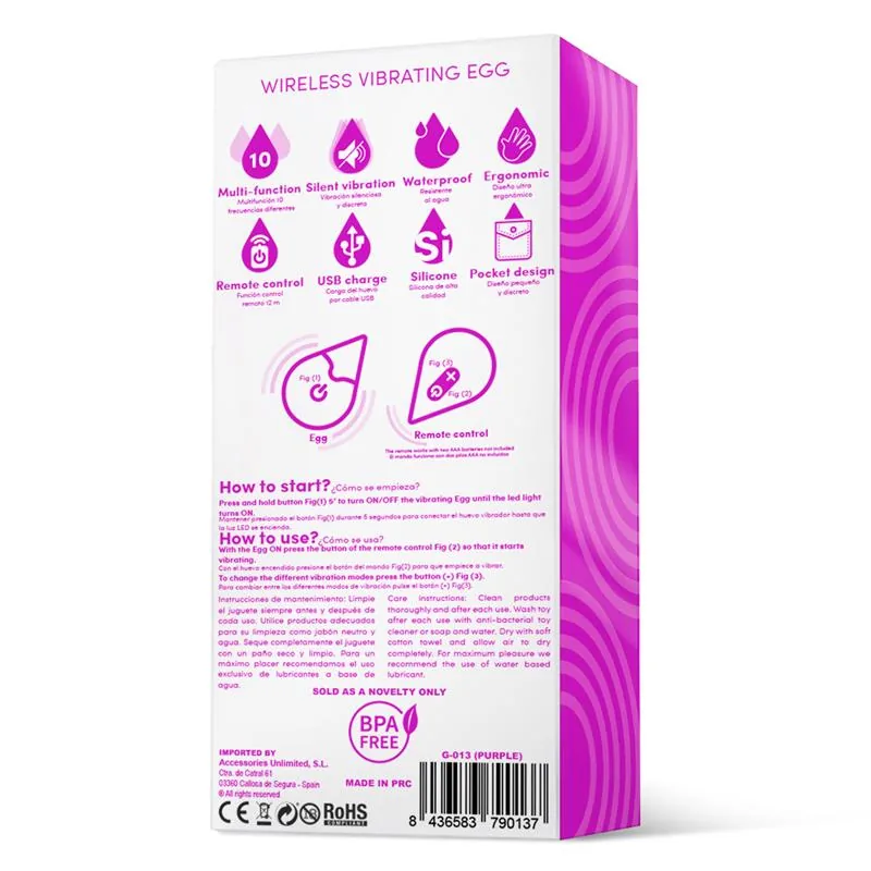 Bala Vibratória com Comando à Distância em Silicone Roxo Drops — vista 6 de 6
