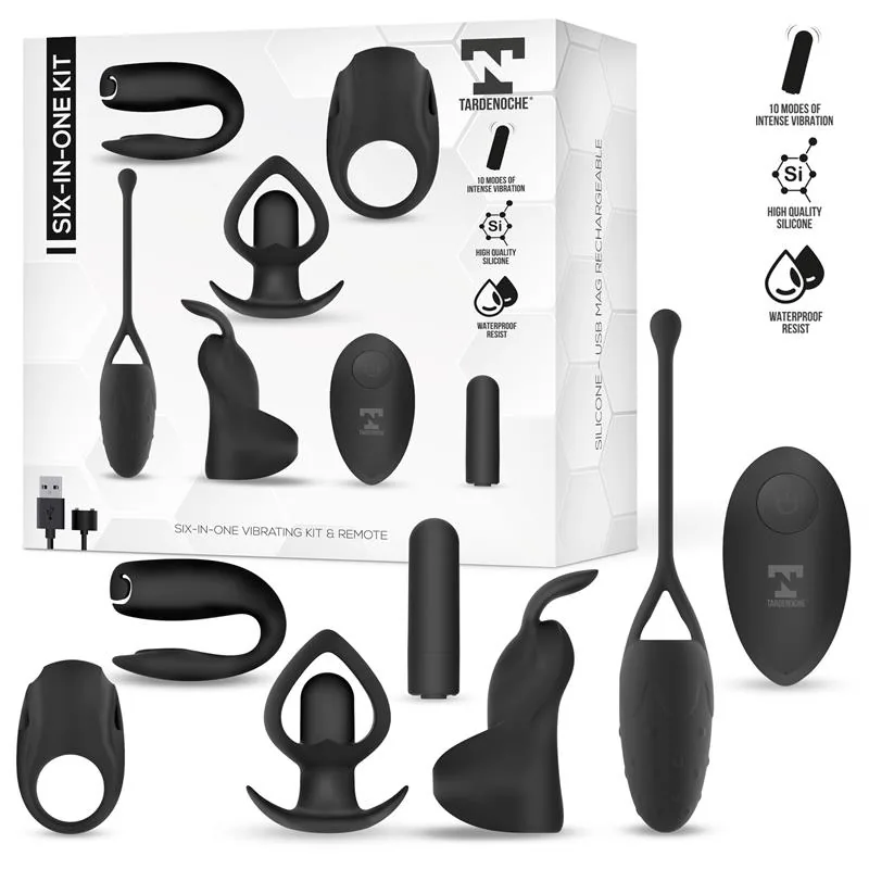 Bala Vibratória Seis em Um com 5 Acessórios em Silicone Tardenoche