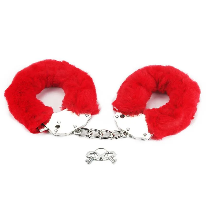 Algemas Metálicas com Pelo Lovetoy Vermelhas