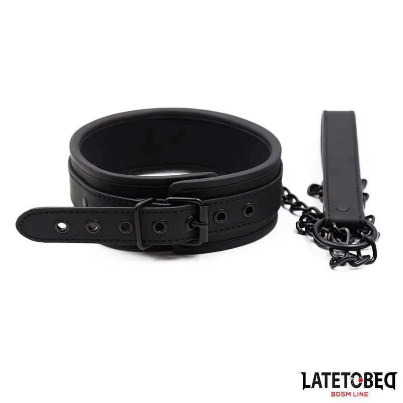 Coleira com Trela em Neoprene LateToBed Preta — vista 2 de 6