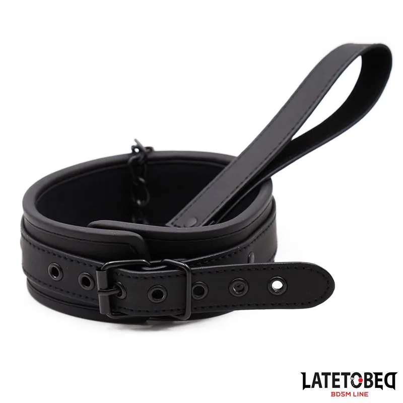 Coleira com Trela em Neoprene LateToBed Preta — vista 5 de 6