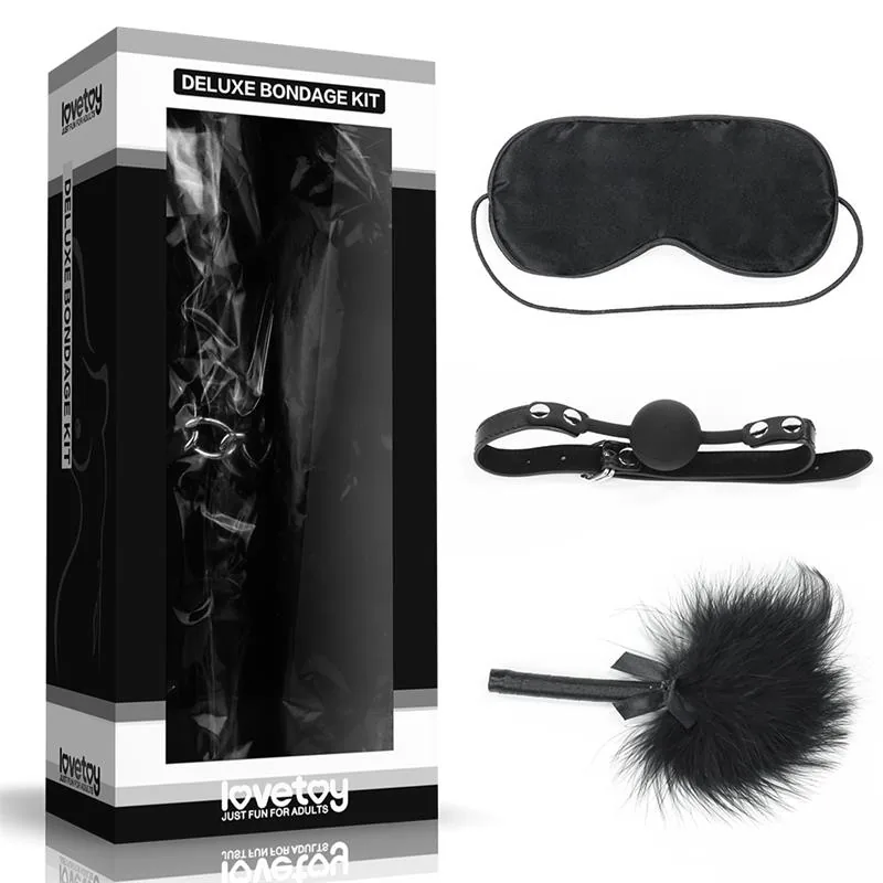 Kit Bondage Deluxe com Mordaça Lovetoy Preto