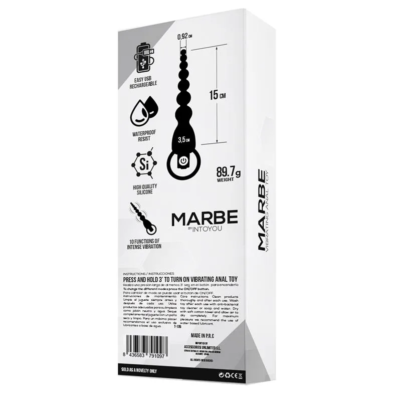 Corrente Anal Marbe com Vibração USB Silicone Tardenoche — vista 4 de 10