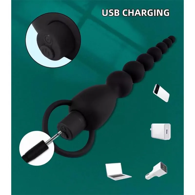 Corrente Anal Marbe com Vibração USB Silicone Tardenoche — vista 5 de 10