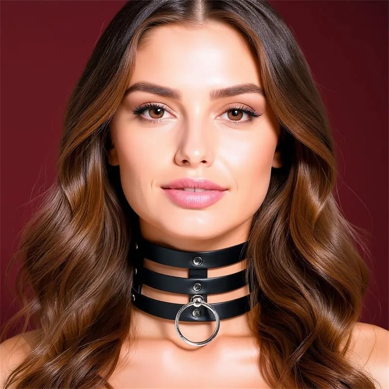 Coleira Larga com Argola Cinderella Couro Vegano