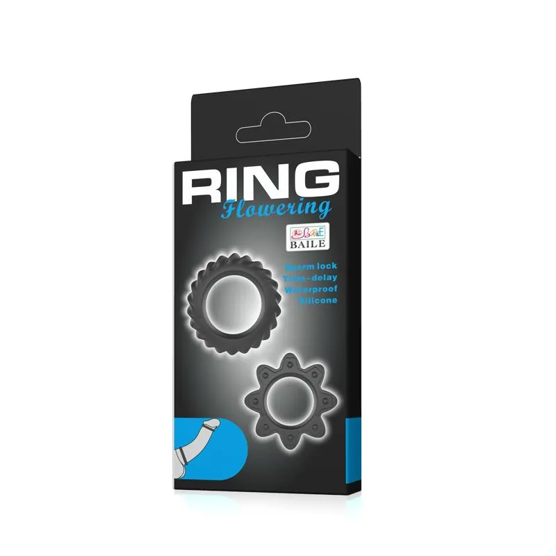 Conjunto de 2 Anéis Penianos Flowering Silicone Baile — vista 6 de 6