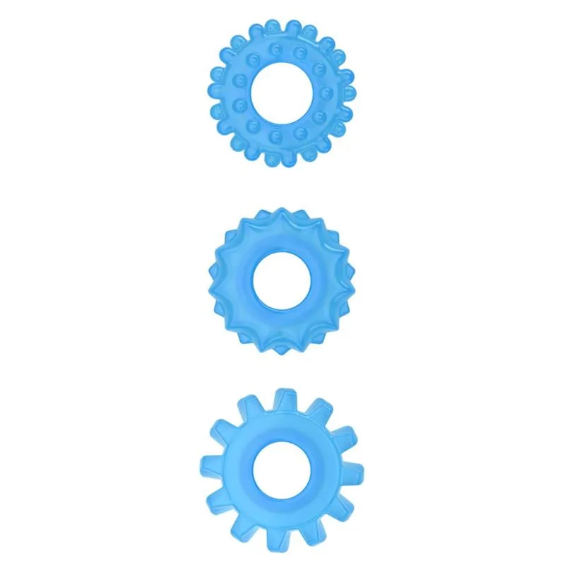 Conjunto de 3 Anéis Penianos Luminosos Lumino Play TPE Lovetoy Azul