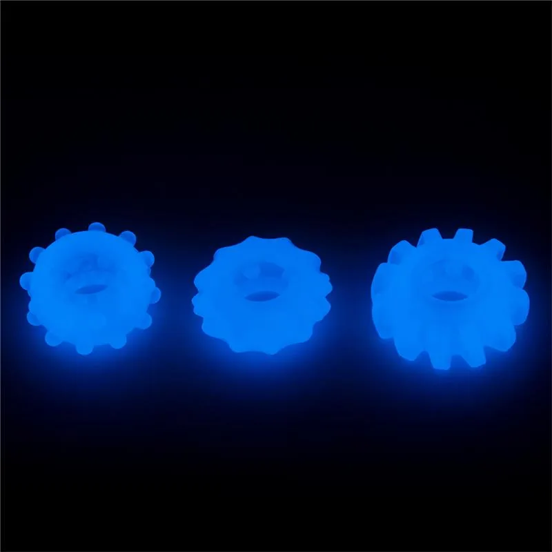 Conjunto de 3 Anéis Penianos Luminosos Lumino Play TPE Lovetoy Azul — vista 2 de 7