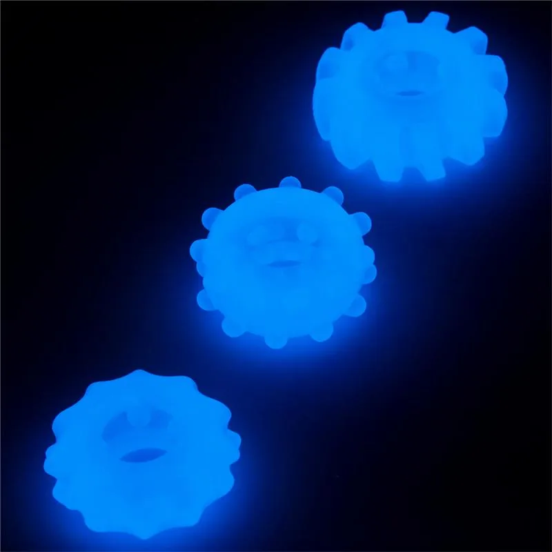 Conjunto de 3 Anéis Penianos Luminosos Lumino Play TPE Lovetoy Azul — vista 3 de 7