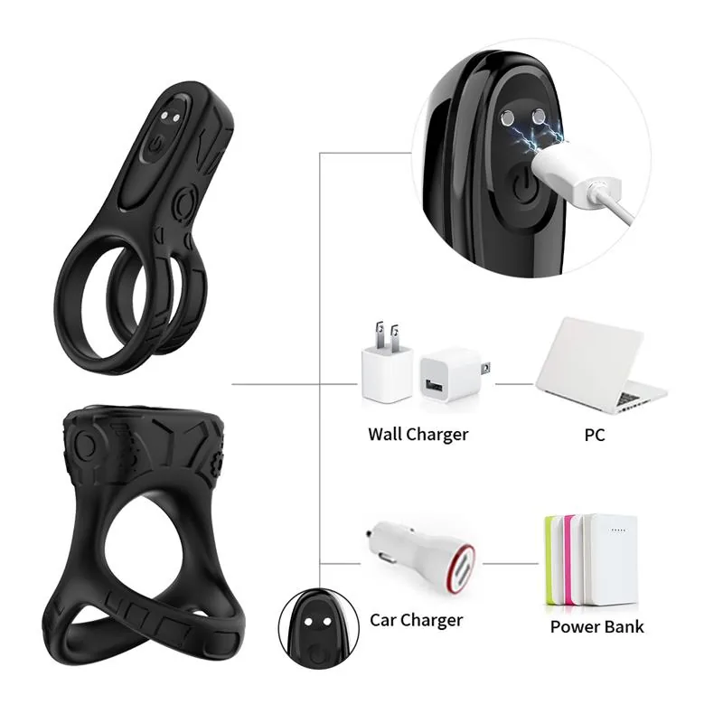 Conjunto de 2 Anéis Penianos Vibradores Mecha Lock Essence Ring Urban Sky — vista 7 de 8