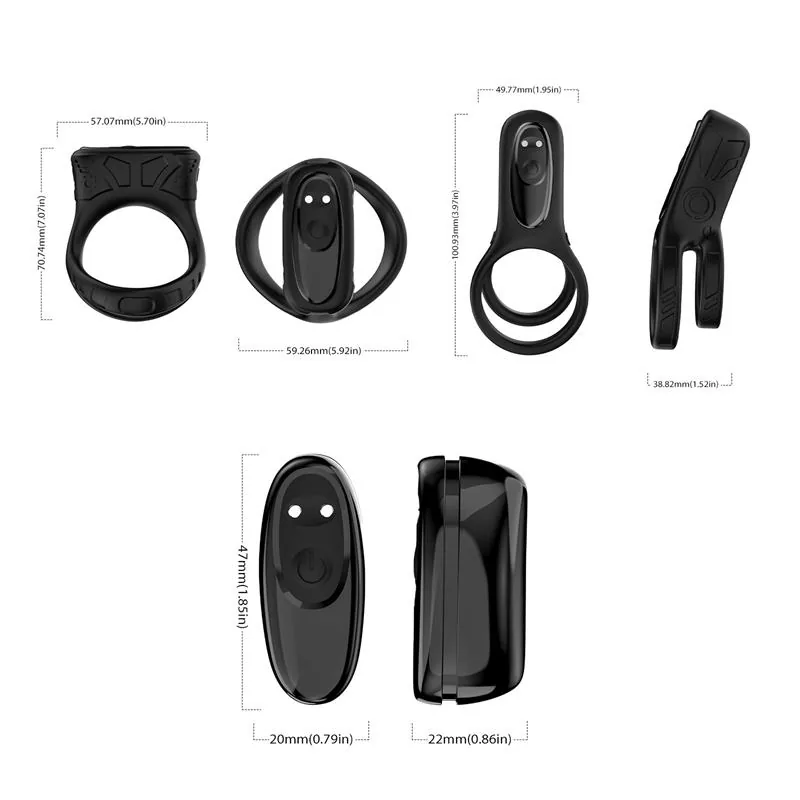Conjunto de 2 Anéis Penianos Vibradores Mecha Lock Essence Ring Urban Sky — vista 8 de 8