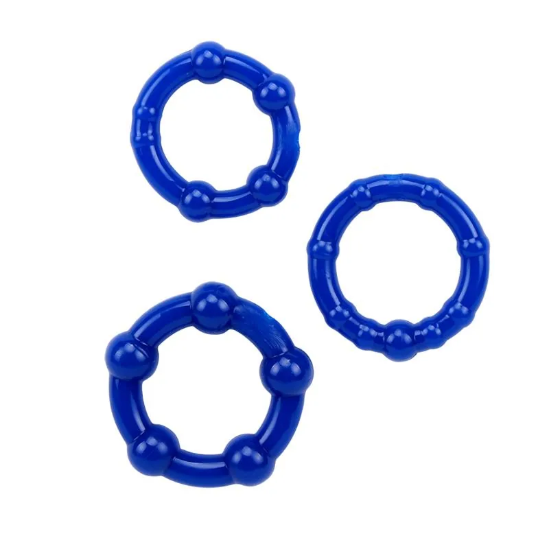 Conjunto de 3 Anéis Penianos Beaded em TPE Chisa Azul — vista 2 de 3