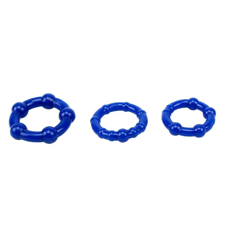 Conjunto de 3 Anéis Penianos Beaded em TPE Chisa Azul — vista 3 de 3