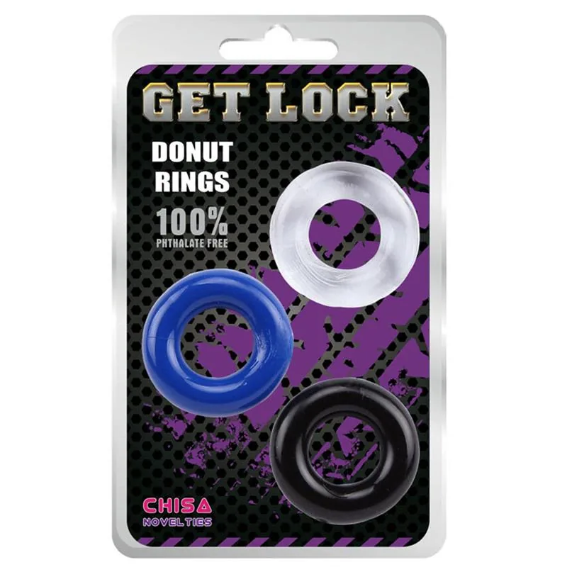 Conjunto de 3 Anéis Penianos Donut Rings em TPE Chisa