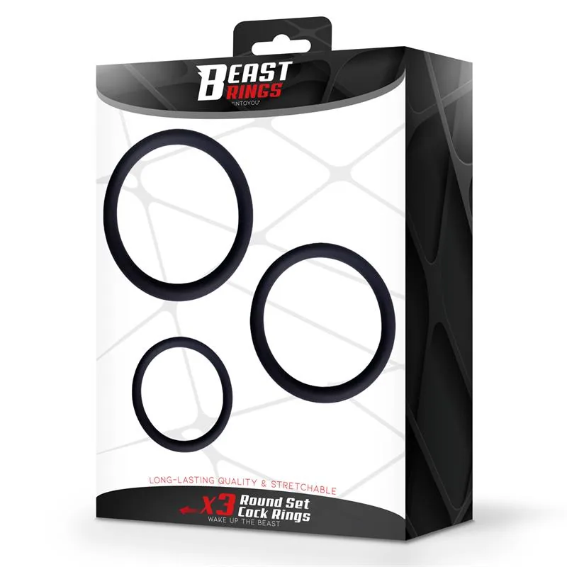 Conjunto de 3 Anéis Penianos em Silicone S, M e L Beast Rings — vista 5 de 5