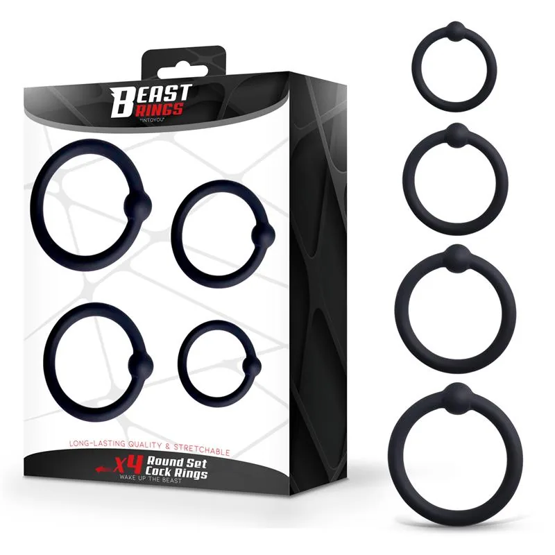 Conjunto de 4 Anéis Penianos em Silicone Beast Rings
