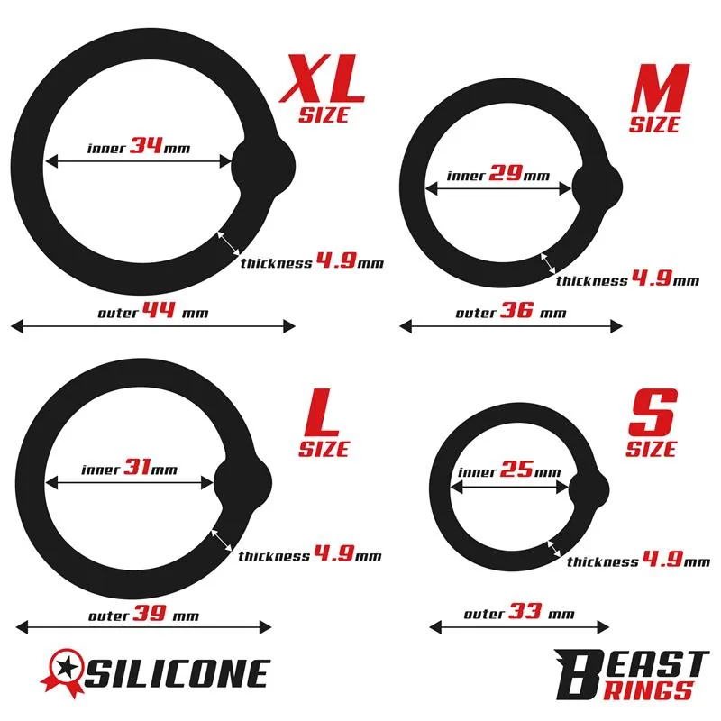 Conjunto de 4 Anéis Penianos em Silicone Beast Rings — vista 4 de 5