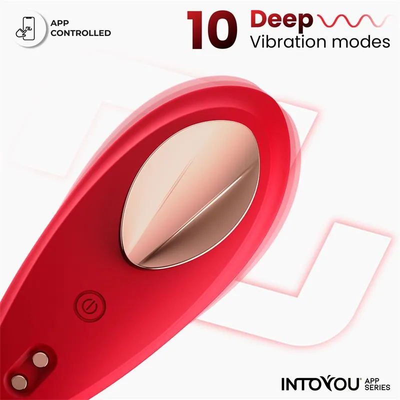 Cueca Vibratória com Aplicação em Silicone Vermelho Intoyou — vista 4 de 9