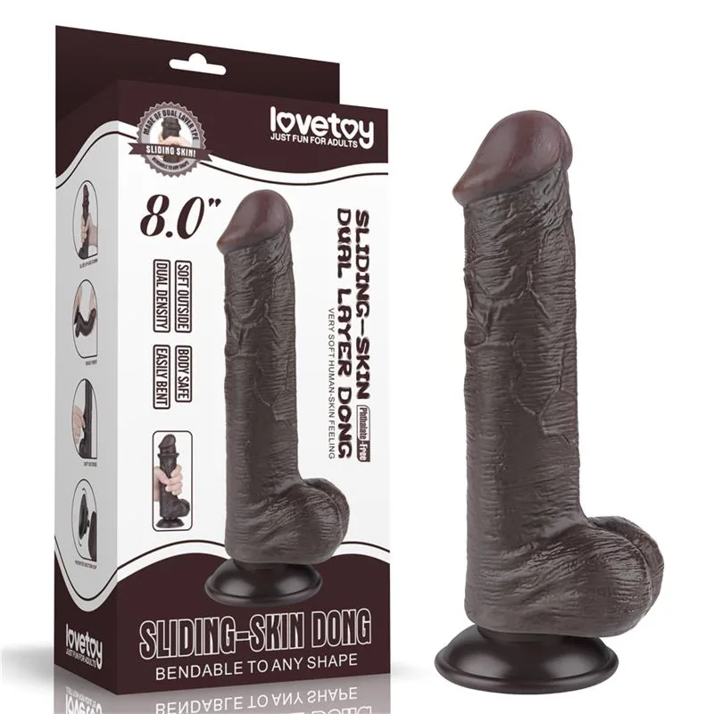 Dildo Dupla Camada Pele Deslizante LoveToy 20,8 cm — vista 12 de 12